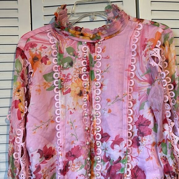 Threads and Motifs Blouse pink floral size M - Picture 3 of 11